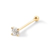 Thumbnail Image 2 of 018 Gauge Diamond Accent Solitaire Straight Nose Bone Barbell in 14K Gold - 1/4&quot;