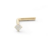 Thumbnail Image 1 of 018 Gauge Diamond Accent Solitaire L-Shape Nose Barbell in 14K Gold - 1/4"
