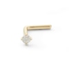 Thumbnail Image 2 of 018 Gauge Diamond Accent Solitaire L-Shape Nose Barbell in 14K Gold - 1/4"
