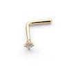 Thumbnail Image 3 of 018 Gauge Diamond Accent Solitaire L-Shape Nose Barbell in 14K Gold - 1/4"