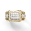 Thumbnail Image 1 of 1 CT. T.W. Diamond Rectangle Frame Ribbed Shank Ring in 10K Gold