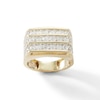 3 CT. T.W. Diamond Triple Row Squared Ring in 10K Gold