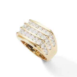 3 CT. T.W. Diamond Triple Row Squared Ring in 10K Gold