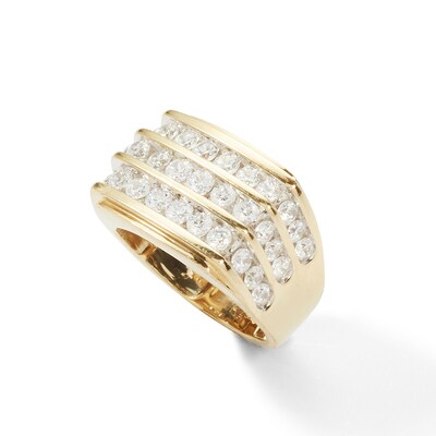 3 CT. T.W. Diamond Triple Row Squared Ring in 10K Gold