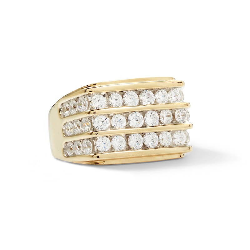 3 CT. T.W. Diamond Triple Row Squared Ring in 10K Gold