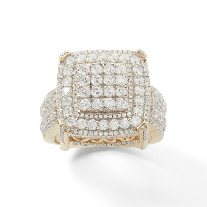 3 CT. T.W. Composite Diamond Cushion Frame Vintage-Style Ring in 10K Gold