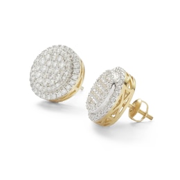 10K Solid Gold Diamond Double Frame Studs