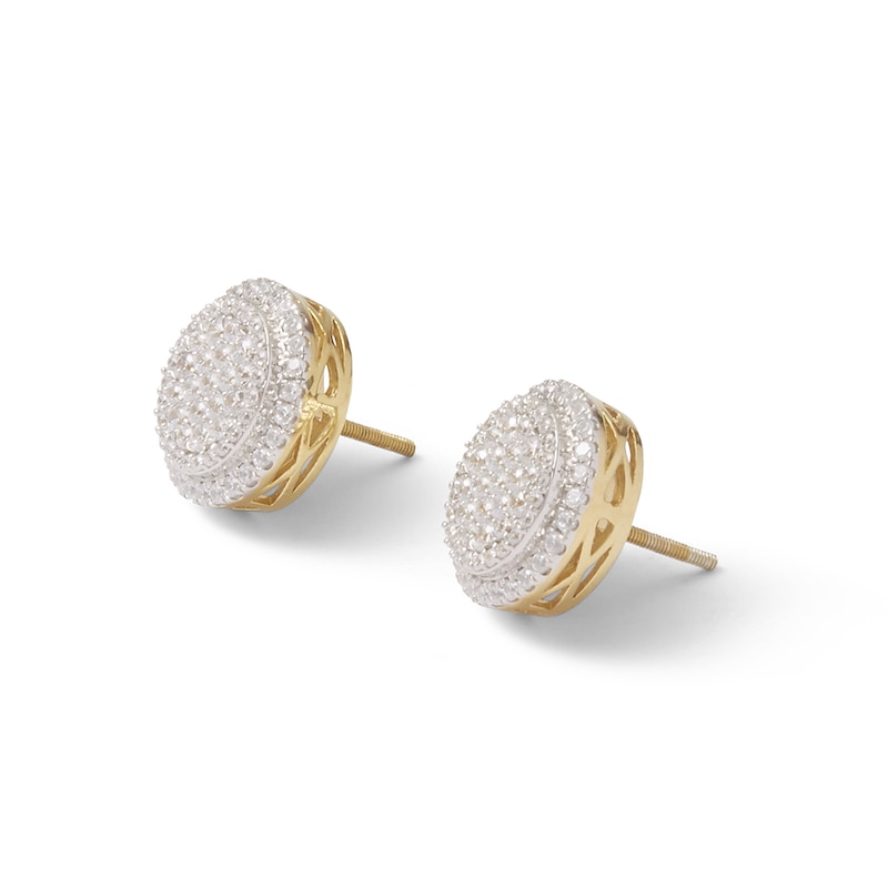 10K Solid Gold Diamond Double Frame Studs