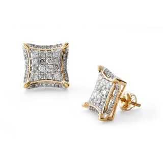 1 CT. T.W. Diamond Curved Square Stud Earrings in 10K Gold