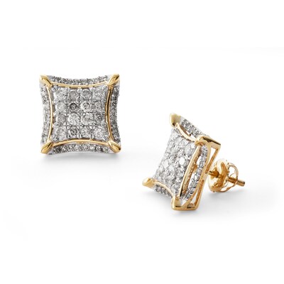 1 CT. T.W. Diamond Curved Square Stud Earrings in 10K Gold