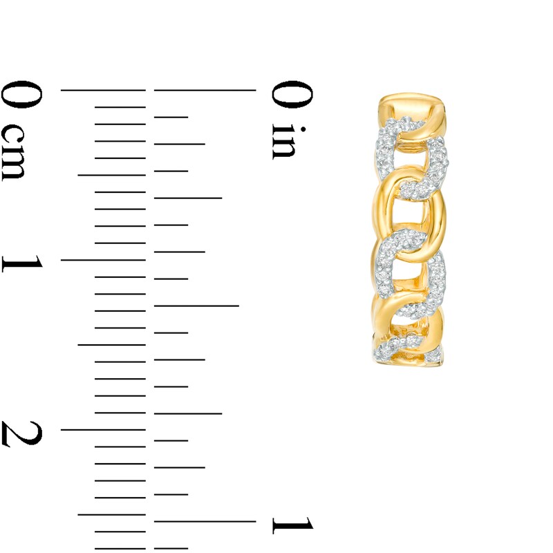 Main Image 2 of 1/5 CT. T.W. Diamond Chain Link Hoop Earrings in 10K Gold