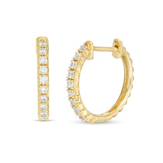 10K Gold 1/3 CT. T.W. Diamond Row Huggie Hoops