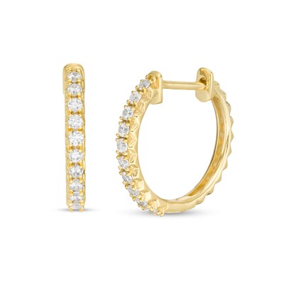 10K Gold 1/3 CT. T.W. Diamond Row Huggie Hoops