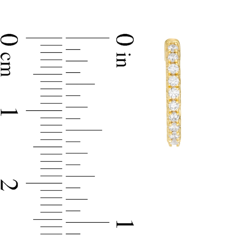 Main Image 2 of 10K Gold 1/3 CT. T.W. Diamond Row Huggie Hoops