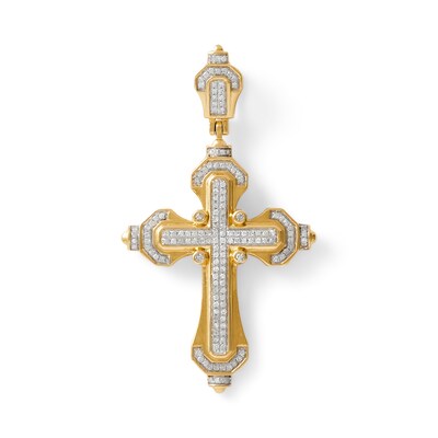 1/2 CT. T.W. Diamond Mechanical-Style Cross Charm in 10K Gold