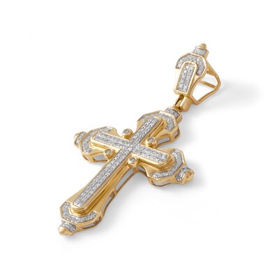 1/2 CT. T.W. Diamond Mechanical-Style Cross Charm in 10K Gold