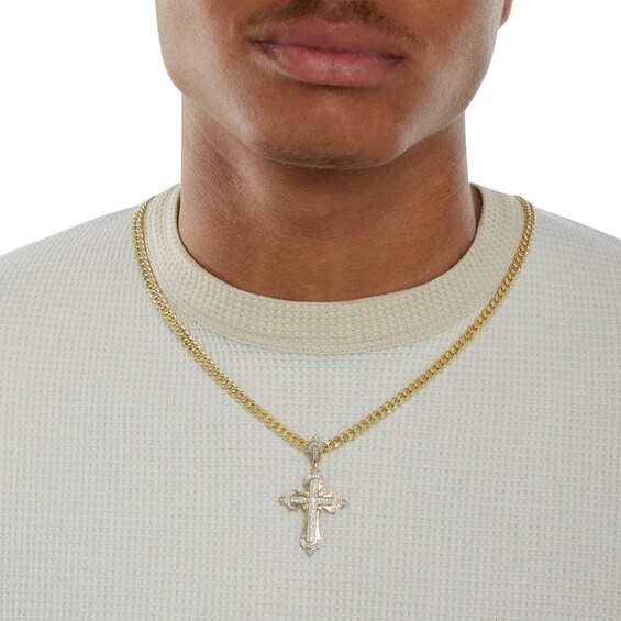 1/2 CT. T.W. Diamond Mechanical-Style Cross Charm in 10K Gold
