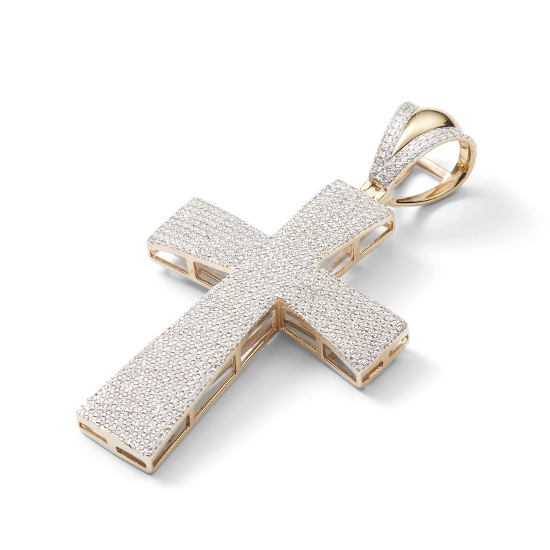 2 CT. T.W. Diamond Pavé-Set Cross Charm in 10K Gold