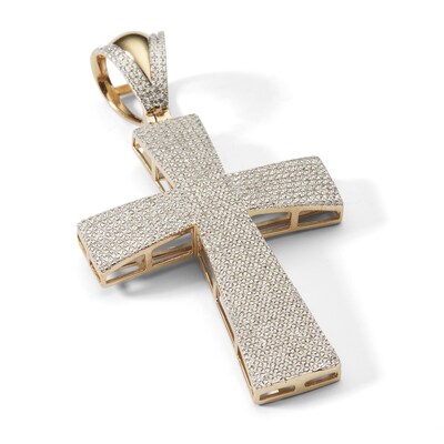 2 CT. T.W. Diamond Pavé-Set Cross Charm in 10K Gold