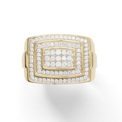 1 CT. T.W. Diamond Double Frame Ribbed Shank Ring in 10K Gold
