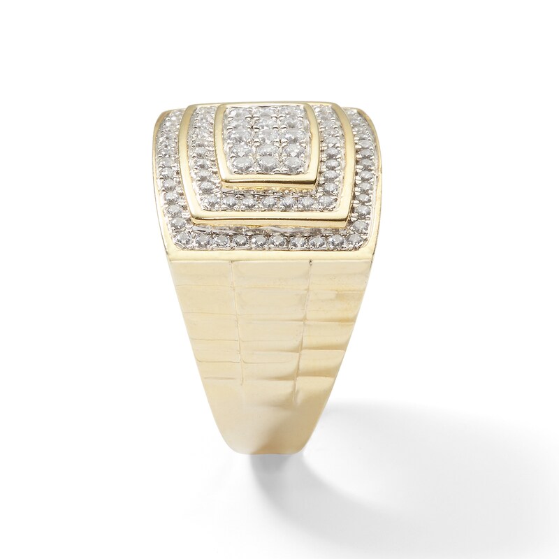 1 CT. T.W. Diamond Double Frame Ribbed Shank Ring in 10K Gold