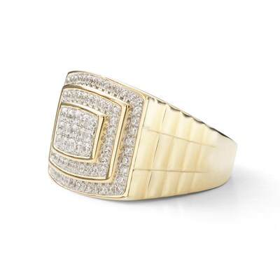 1 CT. T.W. Diamond Double Frame Ribbed Shank Ring in 10K Gold