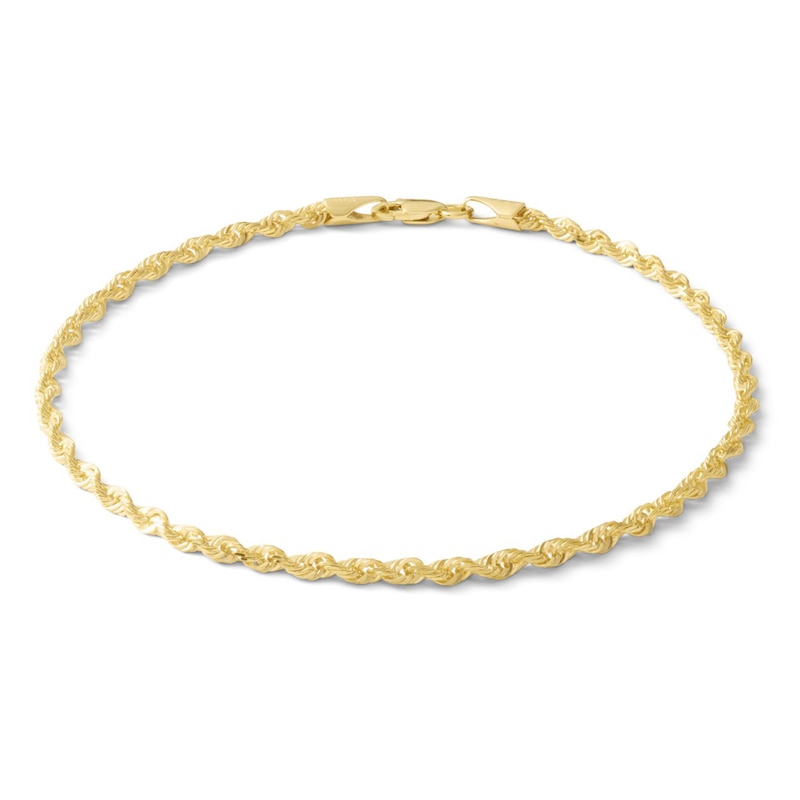 020 Gauge Solid Rope Chain Bracelet in 10K Gold - 8.5"