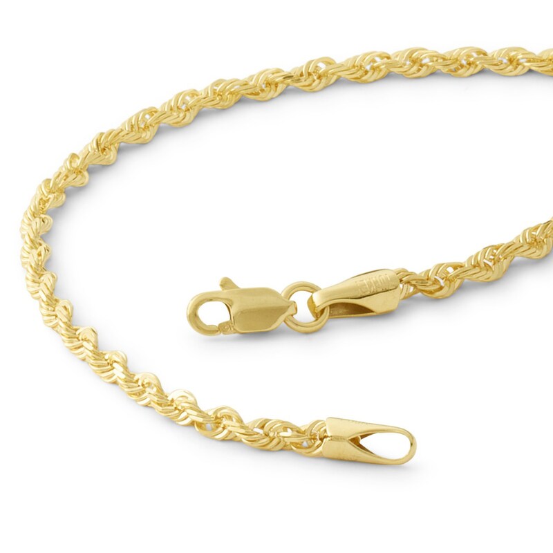 020 Gauge Solid Rope Chain Bracelet in 10K Gold - 8.5"