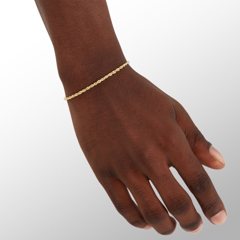 020 Gauge Solid Rope Chain Bracelet in 10K Gold - 8.5"