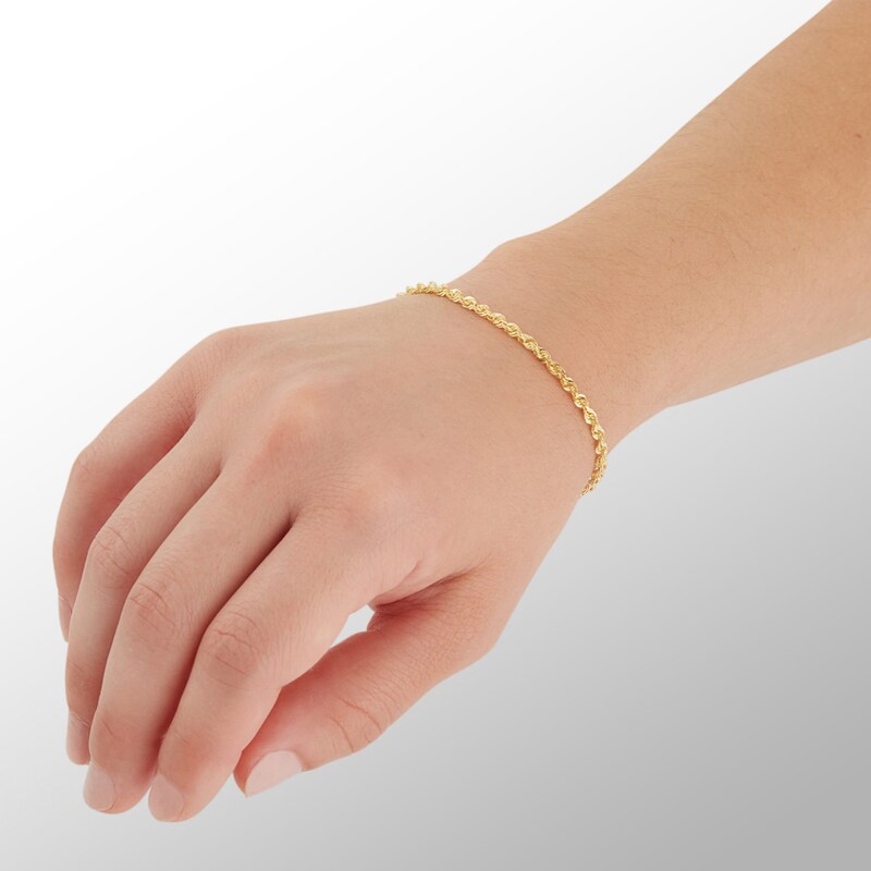 020 Gauge Solid Rope Chain Bracelet in 10K Gold - 8.5"