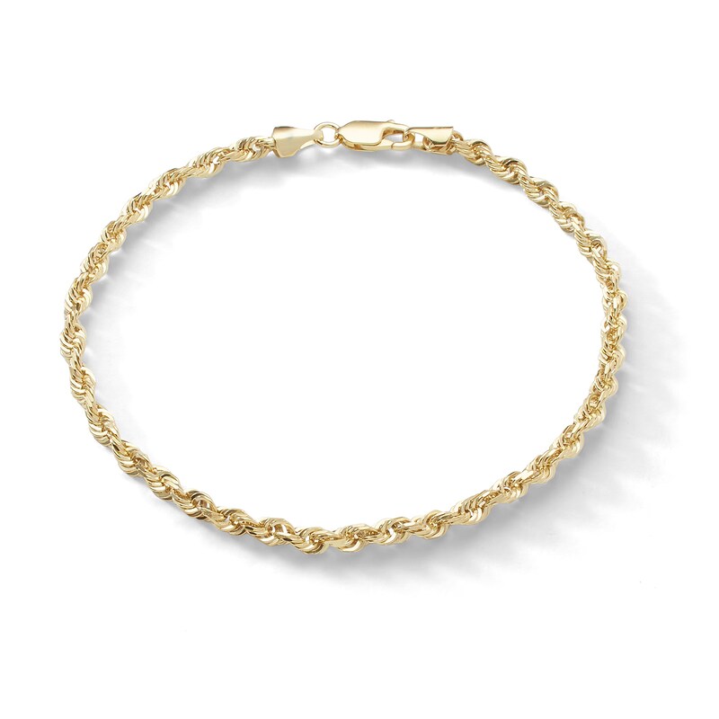 028 Gauge Solid Rope Chain Bracelet in 10K Gold - 9"