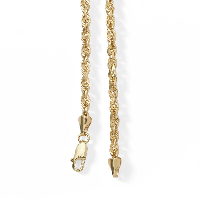 028 Gauge Solid Rope Chain Bracelet in 10K Gold - 9"