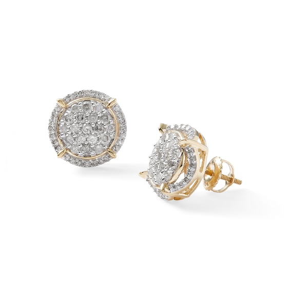 10K Solid Gold 1 CT. T.W. Diamond Frame Studs