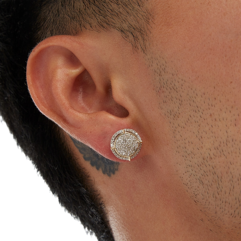 Main Image 3 of 10K Solid Gold 1 CT. T.W. Diamond Frame Studs