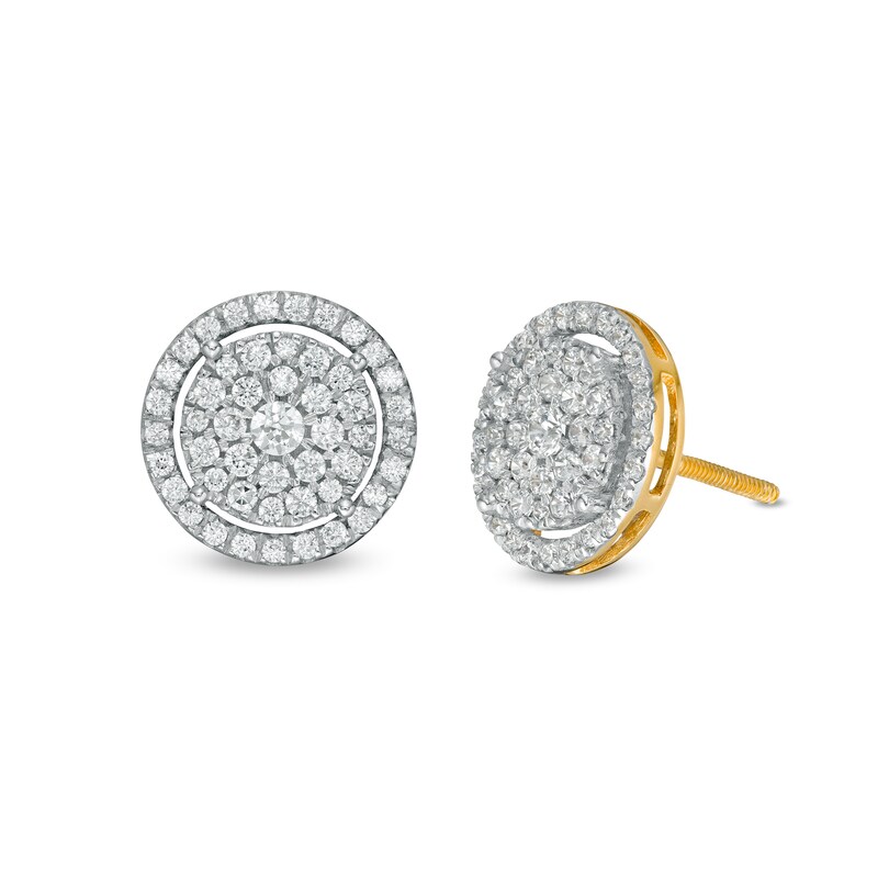 1 CT. T.W. Composite Diamond Frame Stud Earrings in 10K Gold