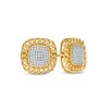 Thumbnail Image 1 of 1/4 CT. T.W. Diamond Link Chain Frame Stud Earrings in Sterling Silver with 14K Gold Plate