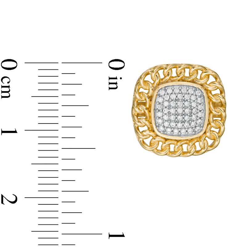 Main Image 2 of 1/4 CT. T.W. Diamond Link Chain Frame Stud Earrings in Sterling Silver with 14K Gold Plate