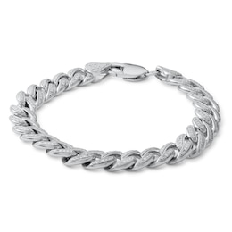 1/6 CT. T.W. Diamond Curb Chain Bracelet in Sterling Silver - 8.5&quot;