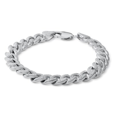 1/6 CT. T.W. Diamond Curb Chain Bracelet in Sterling Silver - 8.5"