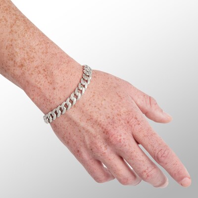 1/6 CT. T.W. Diamond Curb Chain Bracelet in Sterling Silver - 8.5"