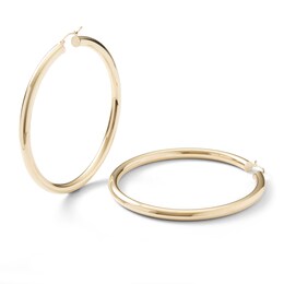 70mm Hollow Hoop Earrings in 10K Tube Hollow Gold