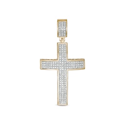 1/2 CT. T.W. Diamond Triple Row Cross Charm in 10K Gold
