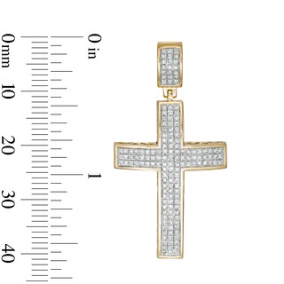 1/2 CT. T.W. Diamond Triple Row Cross Charm in 10K Gold