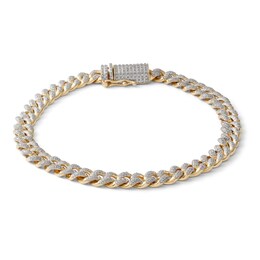 1 CT. T.W. Diamond Cuban Curb Chain Bracelet in 10K Gold - 8.5&quot;