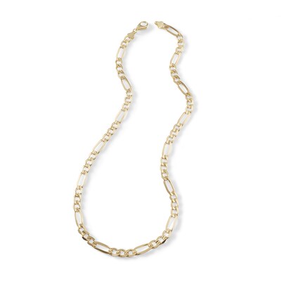 Gauge Solid Figaro Chain Necklace in 10K Gold