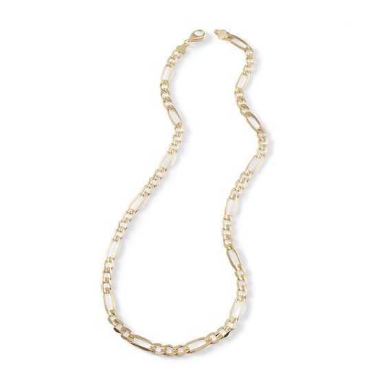 Gauge Solid Figaro Chain Necklace in 10K Gold