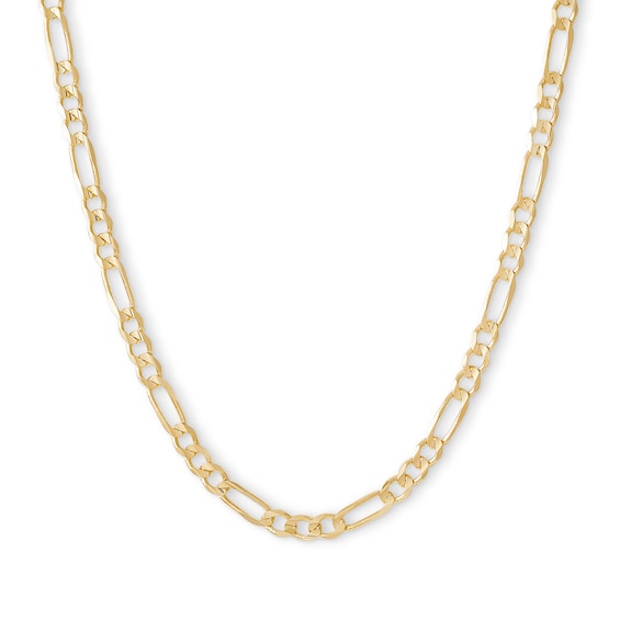 100 Gauge Solid Figaro Chain Necklace in 10K Gold - 20"