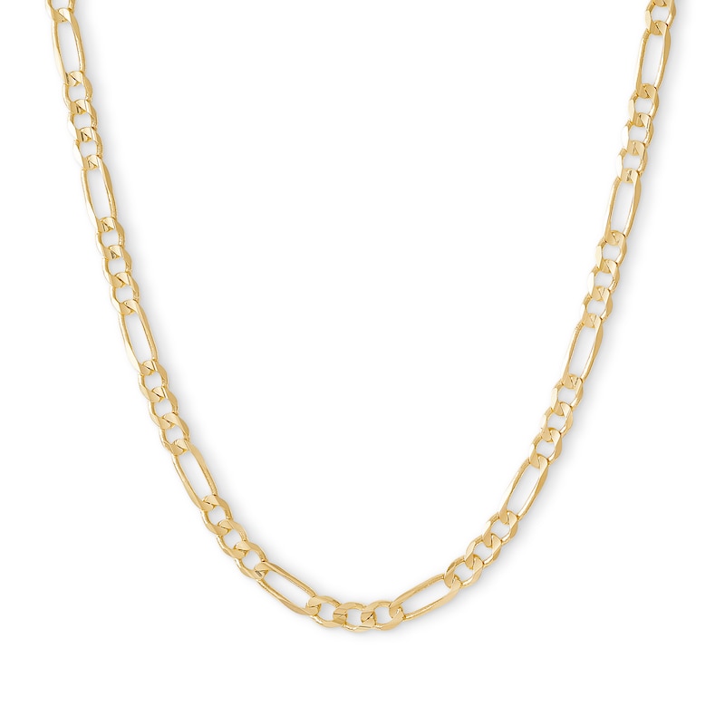 100 Gauge Solid Figaro Chain Necklace in 10K Gold - 20"