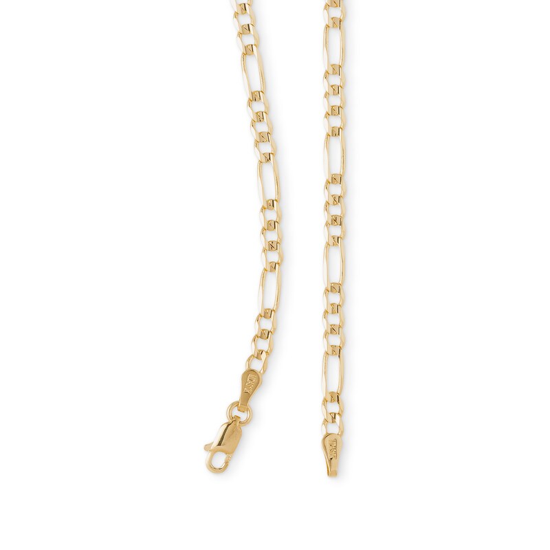 100 Gauge Solid Figaro Chain Necklace in 10K Gold - 20"