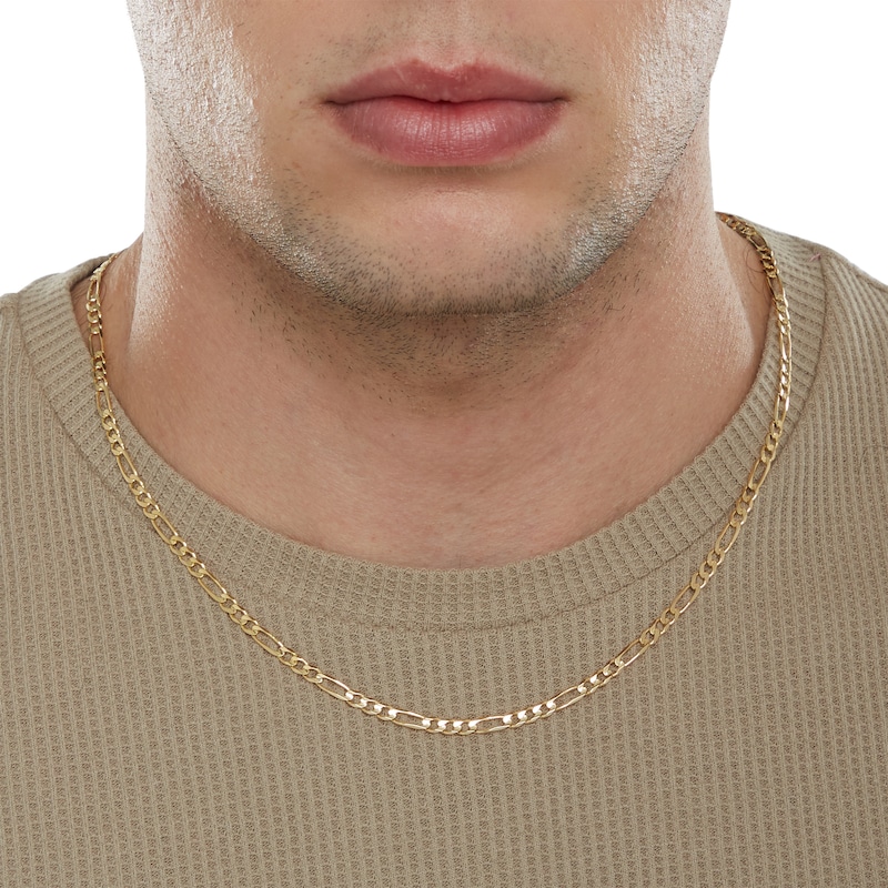 100 Gauge Solid Figaro Chain Necklace in 10K Gold - 20"